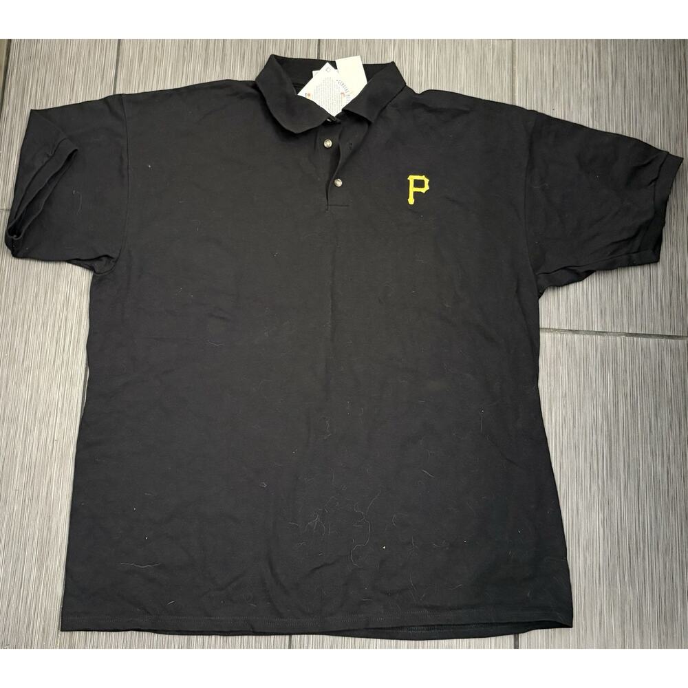 Pittsburgh Pirates Black Pique Short Sleeve Polo Shirt Size 2XL